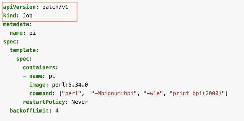 Kubernetes Job manifest